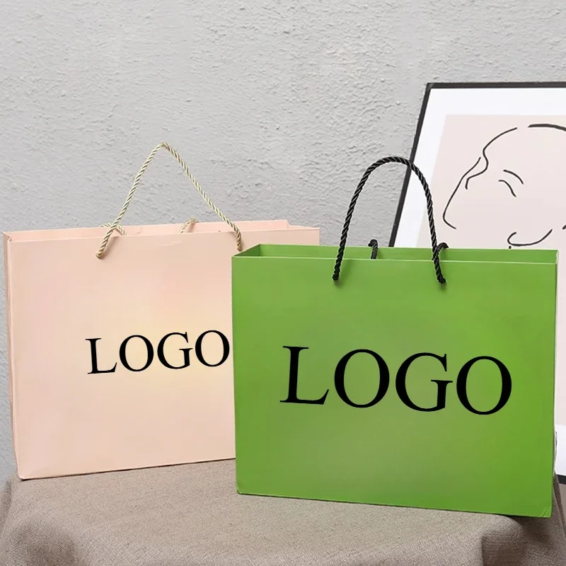 50pcs Customized Gift Bag Personalized Shopping Tote Bag for Beauty Salon Cosmetics Clothing Paper Bag Custom Logo