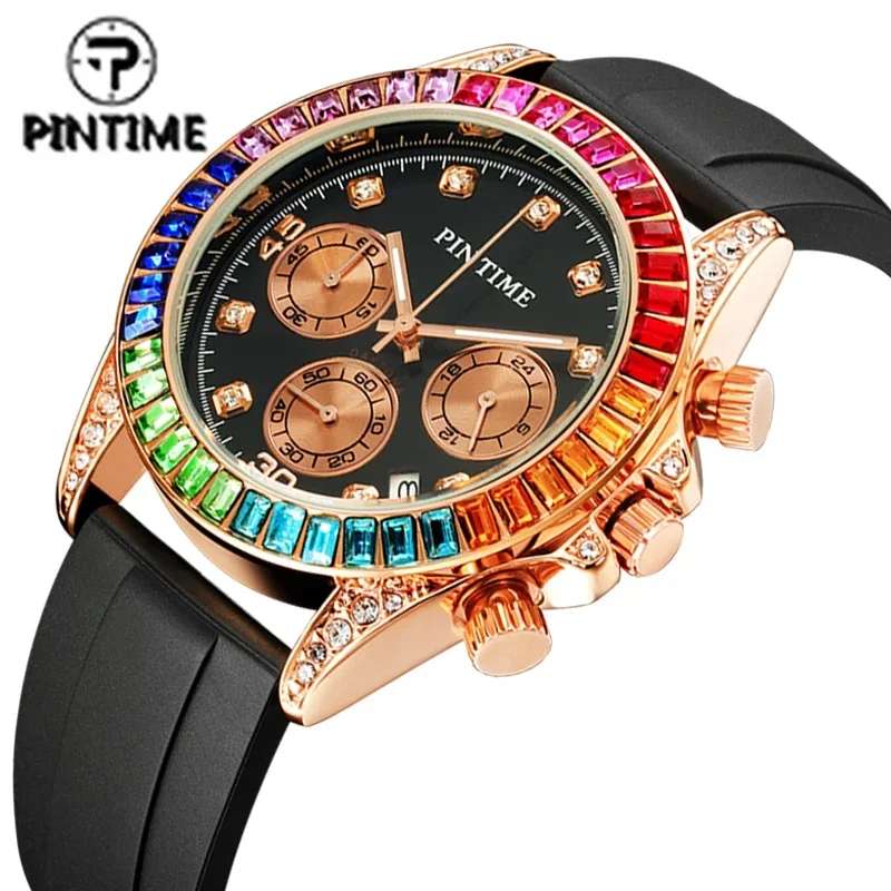 

PINTIME reloj hombre Men Watch Luxury Calendar Quartz Wrist Watch Business Waterproof Watches for Man Clock montre homme