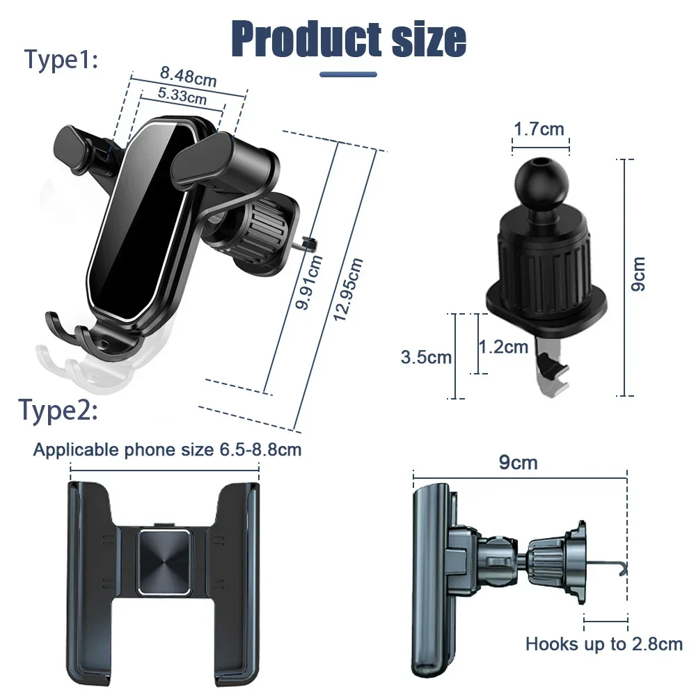 Gravity Car Phone Holder 360° Rotation Car Air Vent Clip Mount Mobile Phone Stand GPS Support for IPhone 13 12 Xiaomi Samsung