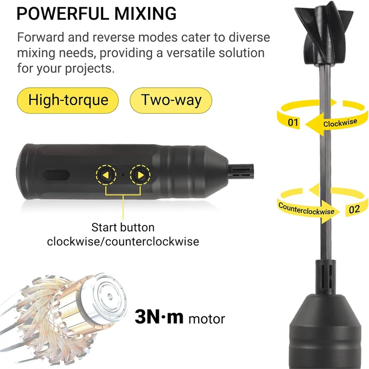 Kit miscelatore elettrico in resina epossidica senza fili-miscelatore in resina portatile ricaricabile per resina epossidica con 4 pagaie per artigianato fai da te