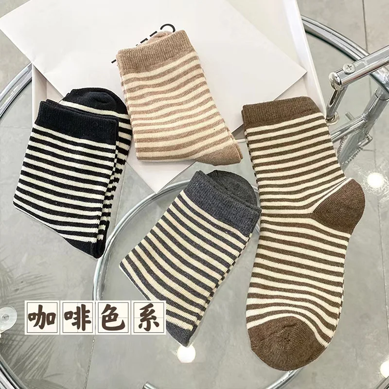 New Women Socks Cotton Japanese Style Wholesale Stripe Harajuku Calsetines  Mujer Short Socks For Girls Gift Ladies Striped Sox