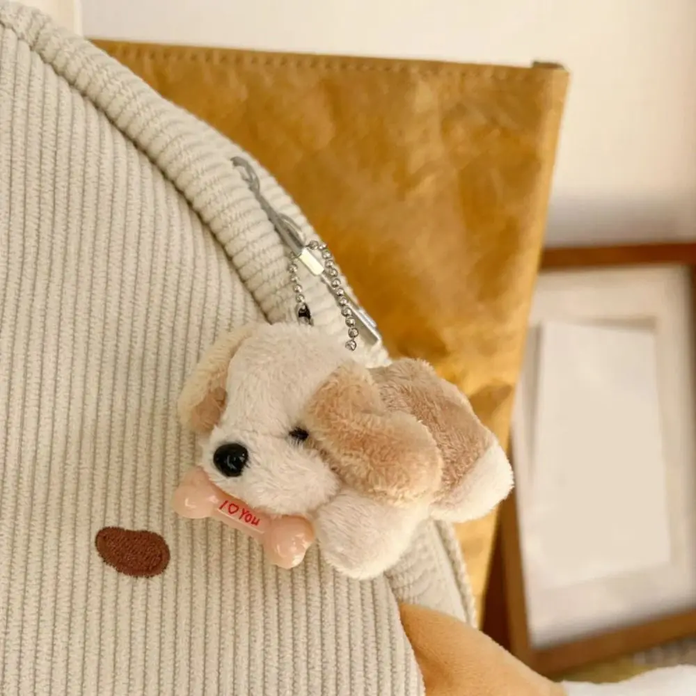 Stuffed Animal Plush Bone Puppy Dog Doll Cute Cartoon Plush Puppy Keychain Funny Kawaii Car Pendant Backpack Pendant