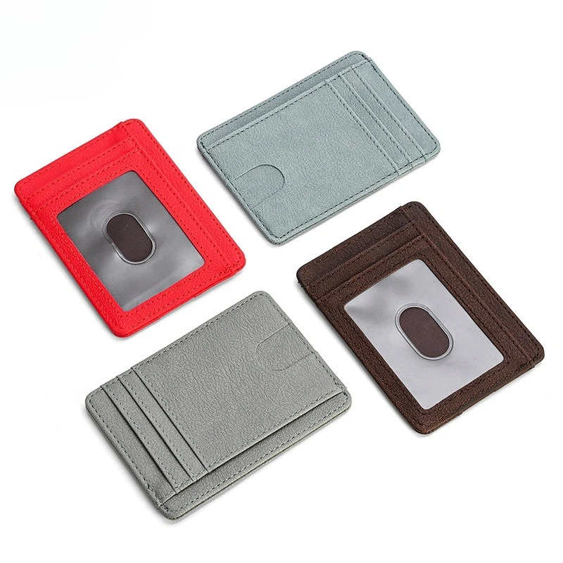 Pu Leather Women Men Credit Card Holder Wallet Case Solid Color Multi-Slot Pu Id Business Card Case Purse for Men and Women