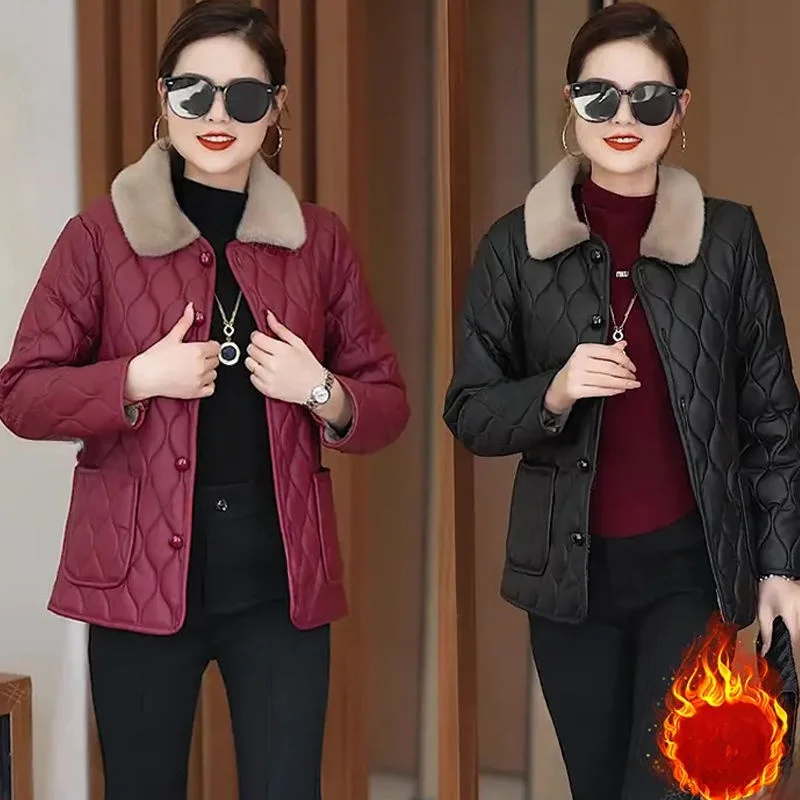 

Утепленная женская хлопковая куртка-пальто Thiened Fce, теплая, большого размера, классическая, с воротником, на одной пуговице