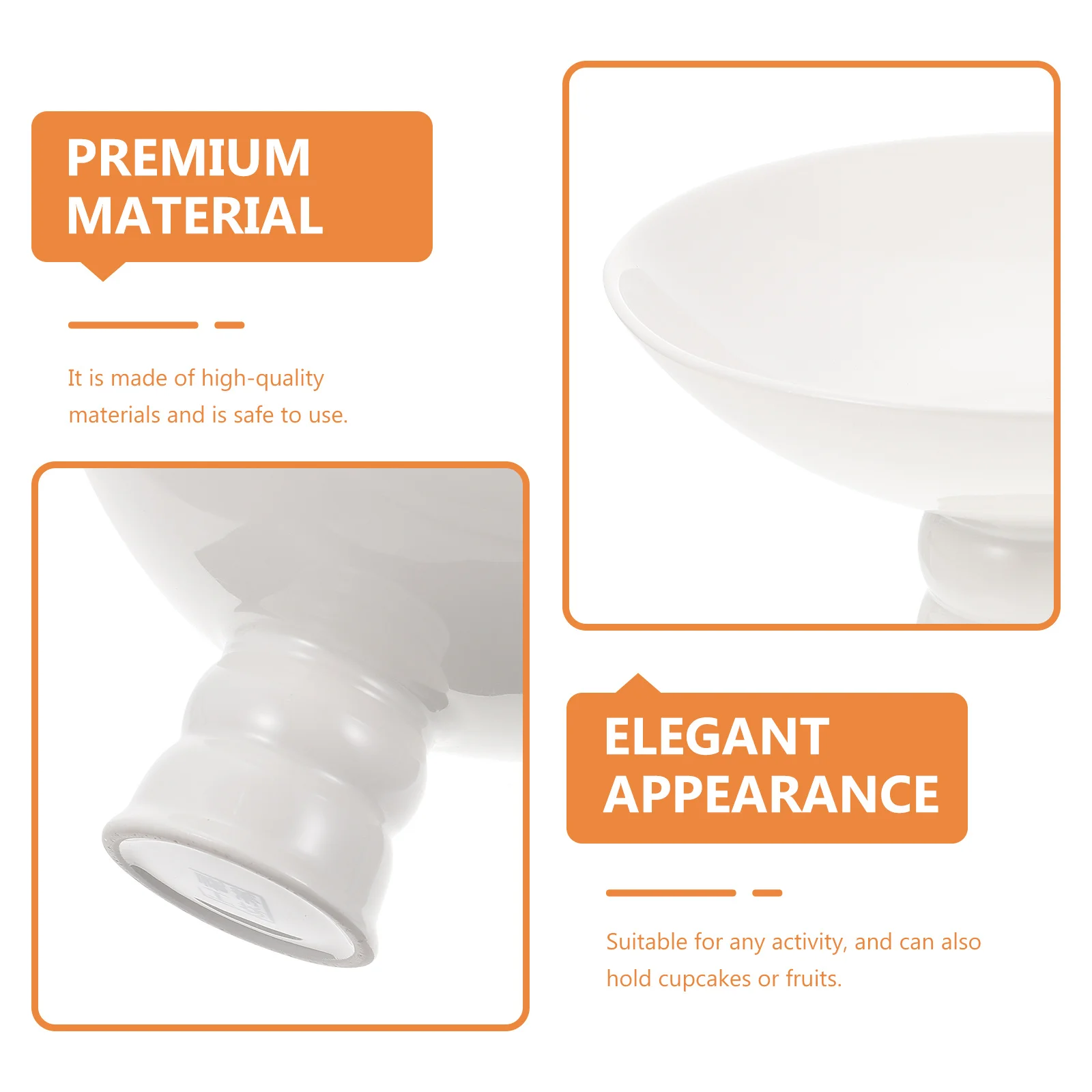 

1Pcs White High Foot Ceramic Bowl Fruit Dessert Plate Multi Use Snack Pudding Dish for Home Decorative Food Serving