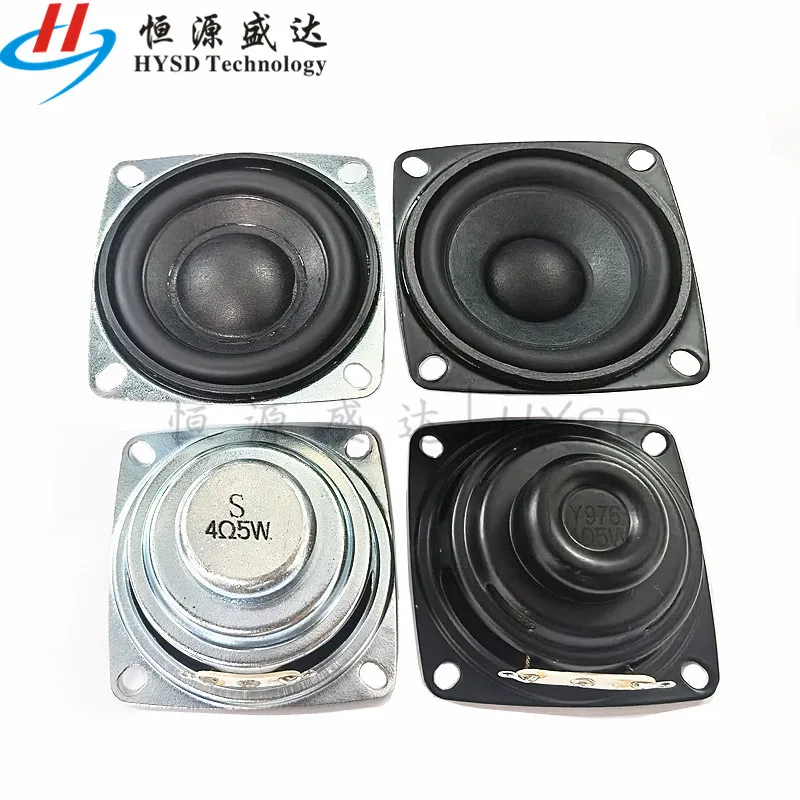 2Pcs Square 2 Inch Full Range Speaker Audio 4 Ohm 5W 52mm DIY Mini Bluetooth Speaker Bass Speaker For Home Theater Multimedia