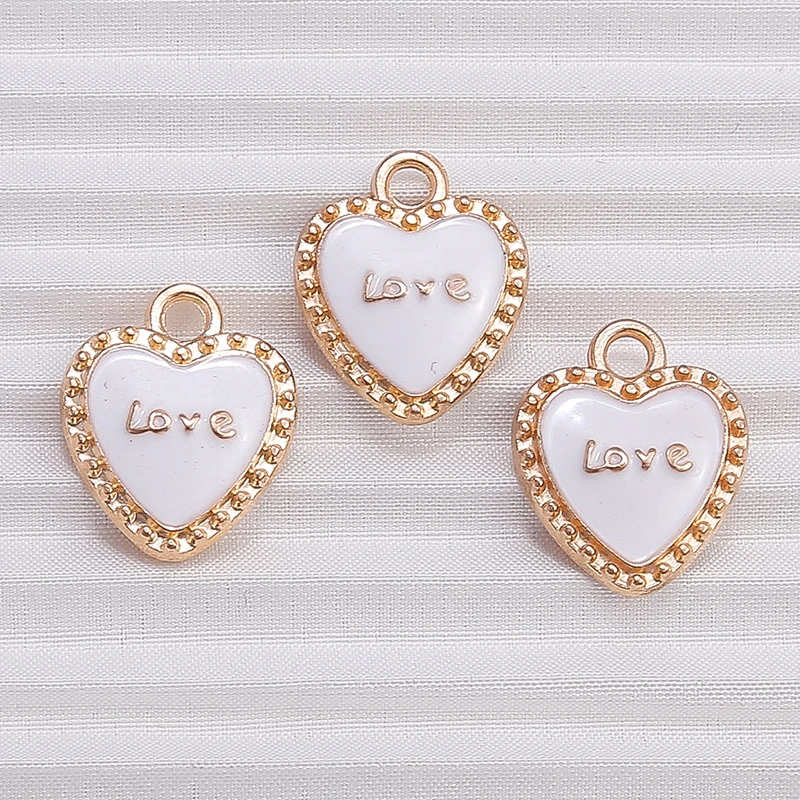 10 Stück 13 x 15 mm niedliche Emaille-Liebes-Herz-Charms-Anhänger für Schmuckherstellung, Halsketten, Ohrringe, Armbänder, DIY-Bastelzubehör – Detail 7