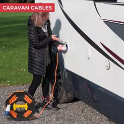 Plato de línea rodante para RV, práctico carrete para cables, rueda de almacenamiento de cables, mango grande, almacenamiento de cables de manivela para Camper, caravana y autocaravana