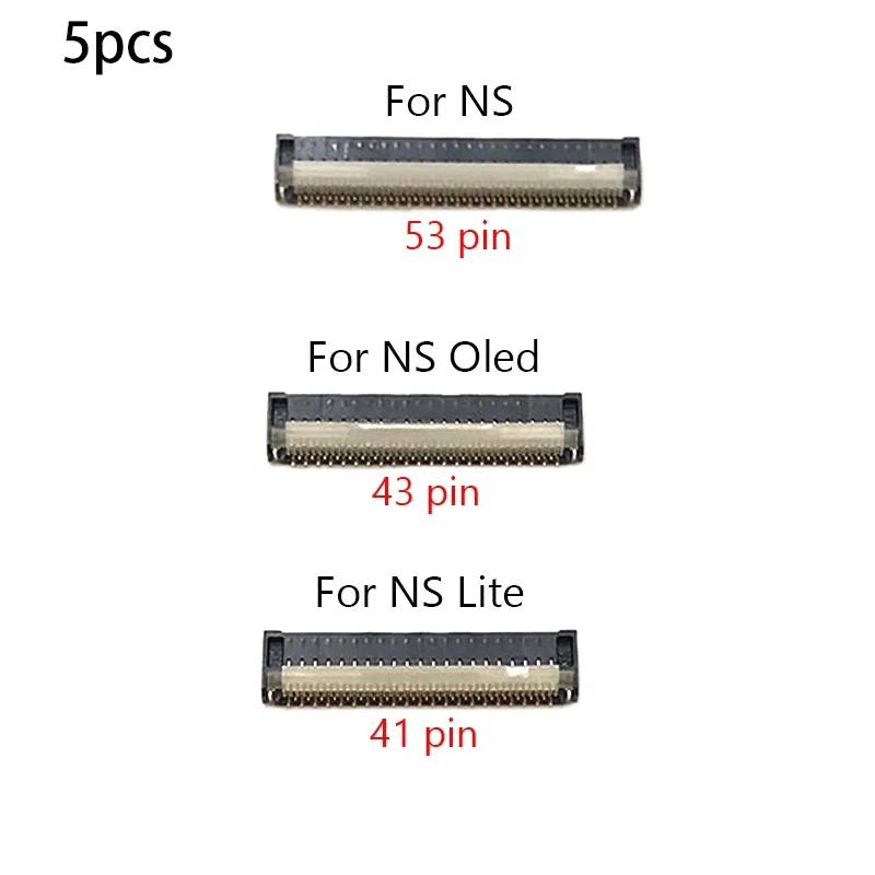 5pcs Original LCD Screen Display Connector Socket Replacement Part for NS Switch/Lite/Oled Card Slot Port Jack Repair