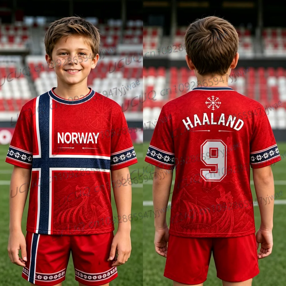 2026 Sommer Jungen Nr. 9 HAALAND Fußballtrikot T-Shirt oder Set Herren Damen Norwegen Fan-T-Shirt+Shorts Kinder T-Shirt oder Set – Detail 10