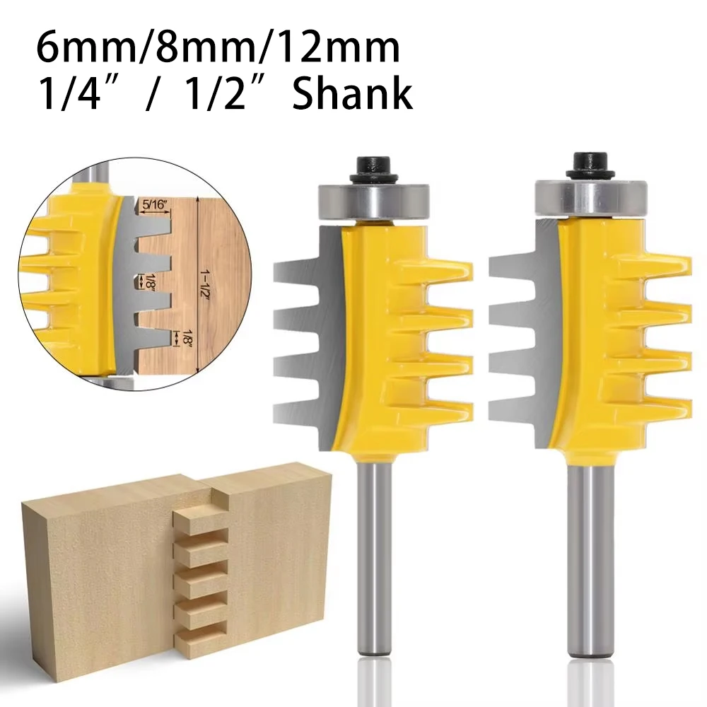 

6mm 8mm 12mm 1/4"1/2" Shank Bearing Finger Joint Wood Router Bit For Wood Board Splicing Tenon Groove Carving Milling Cutter