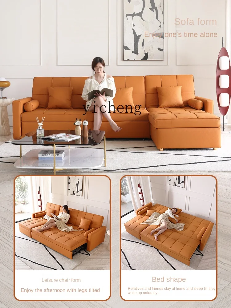 ZK Multifunctional Sofa Bed Chaise with Storage Technology Cloth Sofa Dual-Use Foldable