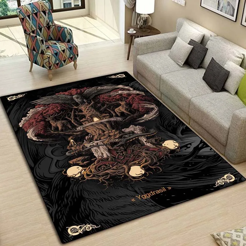 Nordic Viking Tree of Life Carpets and Rug Yggdrasil Carpet Floor Mat Living Room Bedroom Decorate Large Area Carpet Kids Room