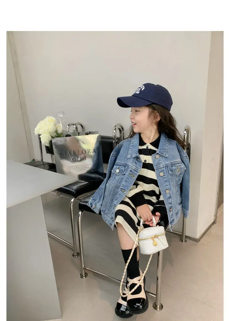 Fashion Kids Denim Jacket For Girls Coat Spring Autumn Children Outerwear Baby Casual Jackets Costume 4-12 Year