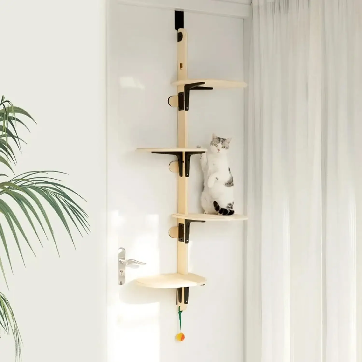 Levels Versatile Over The Door Cat Climber Door Mounted Cat Climber Tree Tower with Carpeted Plank Ball Toy