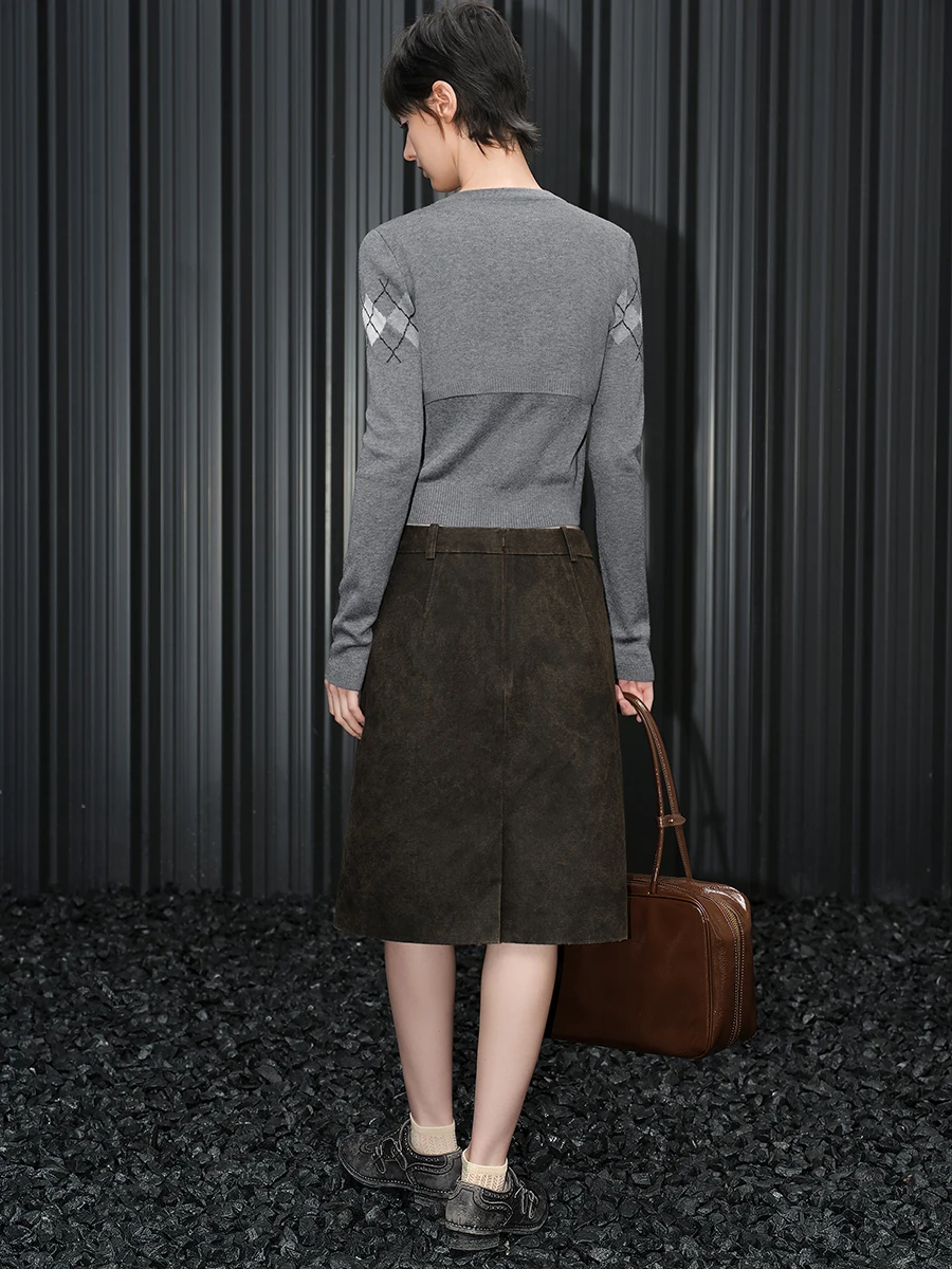 Huiqing ey Floral Wool Knitted Sweater Cardigan Women's Faion Street Sle Slim Fit Long Sve ort Length Two Piece Set