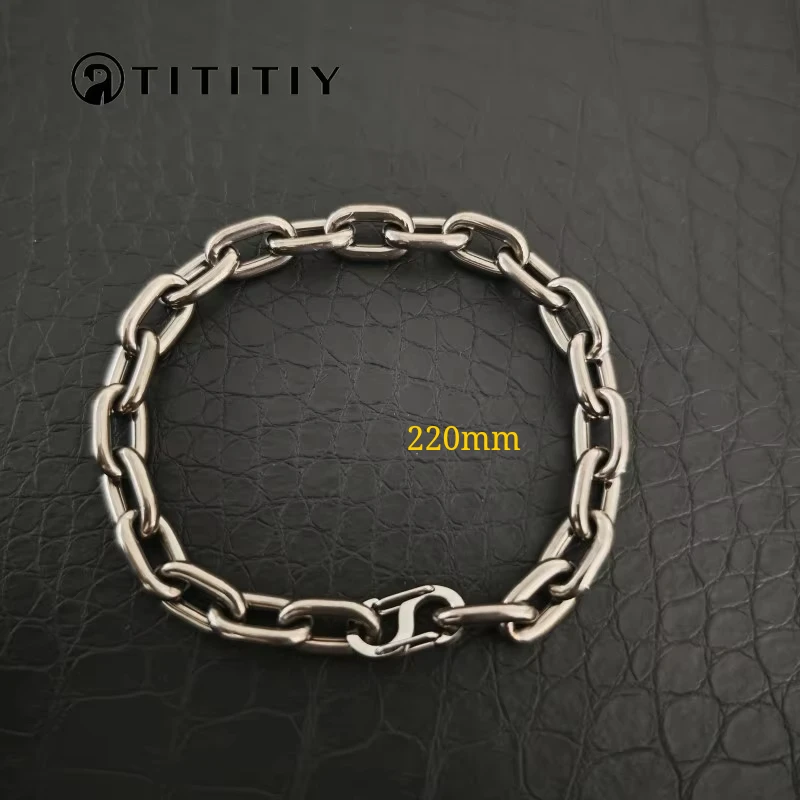 

New Pure Titanium Bracelet wide 9.5mm Hip Hop Trend Ultra Light Anti Allergic Men Women Necklace Solid Sturdy Accessories 220mm