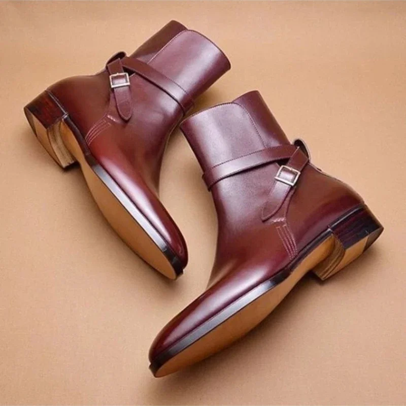 

Men's Shoes New Pointed Chelsea Boots Designer Motorcycle Boots Side Buckle Casual Classic Shoes for Men Size 38-48 Fashion Shoe