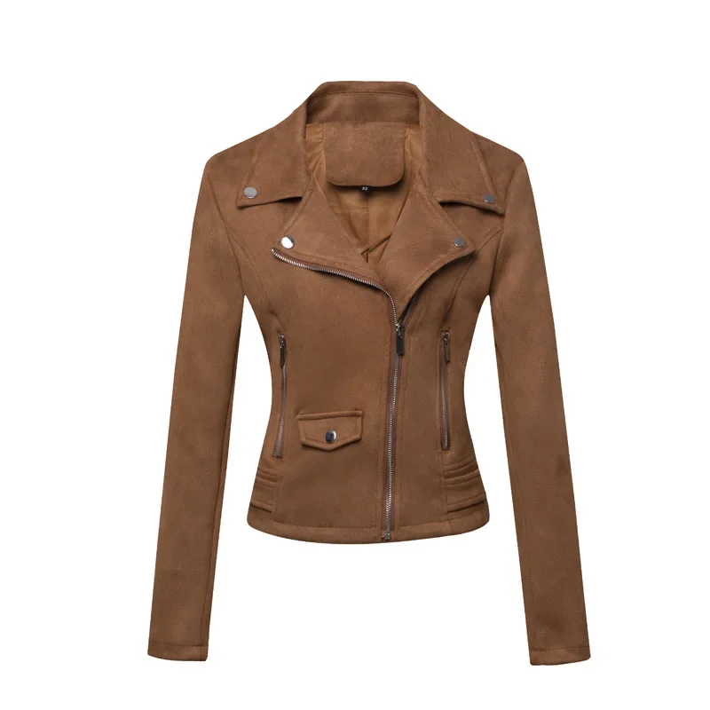 Women's High Quality Fashionable Warm Plush Frosted Leather Jackets Warm Suede Jacket Skin Coats for Women