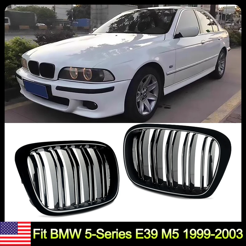 

For BMW E39 5 series 525i 528i 530i 535i 540i M5 1999-2003 Front Grille Glossy Black Front Kidney Grilles Racing Grill