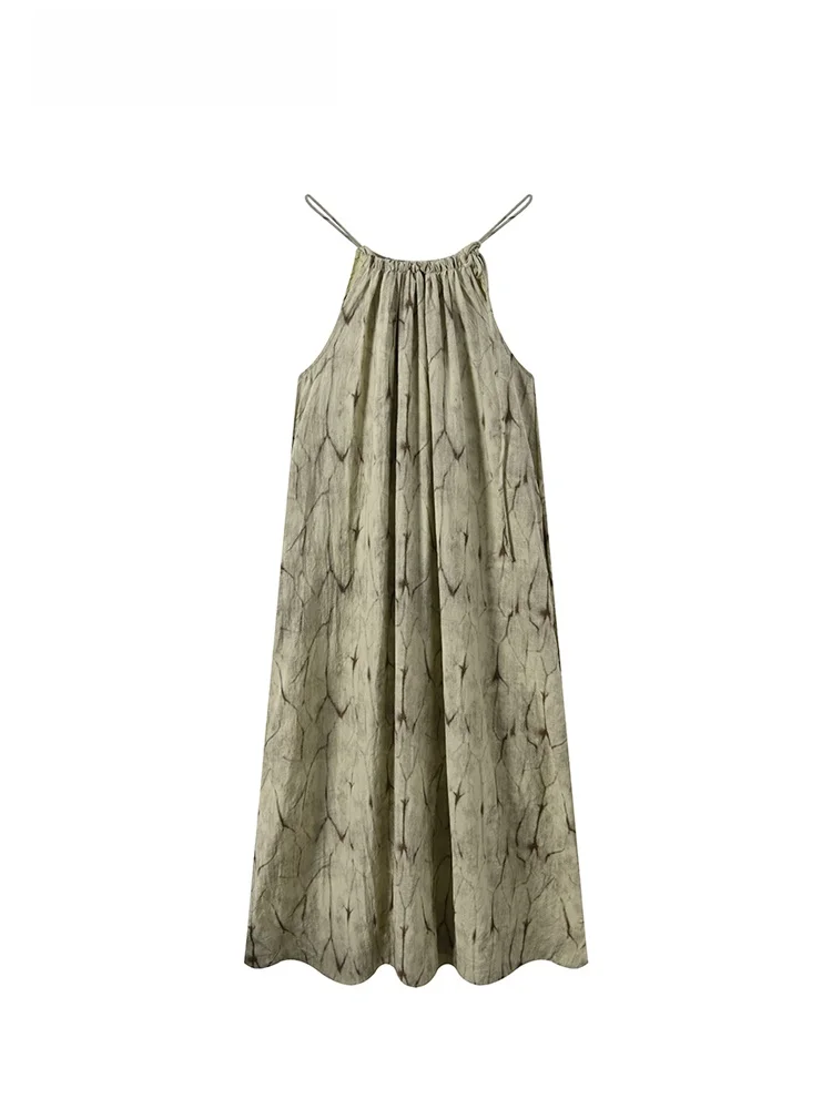 

CaraCLUB plus Size Strap Dress Women Summer Fashion Conceal Belly Slimming Long Dress Commute Style Korean Version No Sleeve