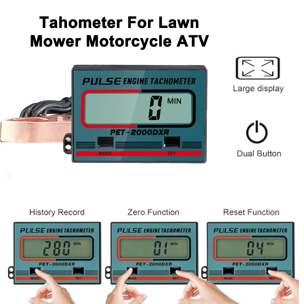 Digital Tachometer Chainsaw Tachometer Tach Gauge Large Screen Display Pulse Speedometer for Chain Saw Lawn Mower Motorcycle