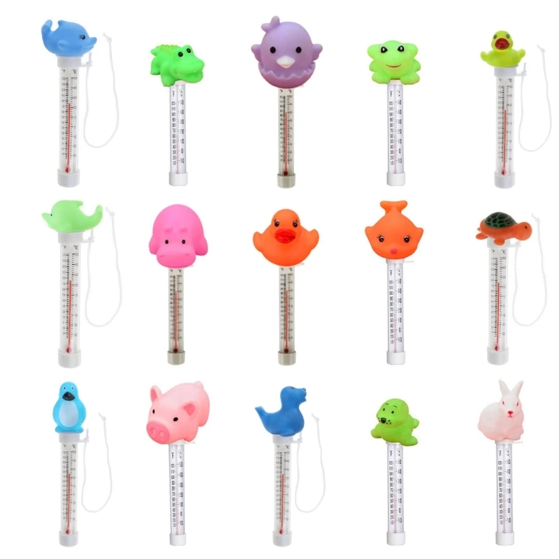 Floating Pool Thermometer Cartoon Animal Water Temperature Tester for Indoor Outdoor Swimming Pools Bathtub Easy to Read