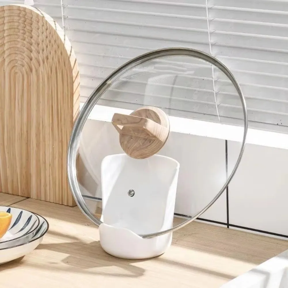 Non-Slip Pot Lid Holder Heat Resistant Integrated Notches Kitchen Utensil Holder Stable Base Kitchen Storage Organizer