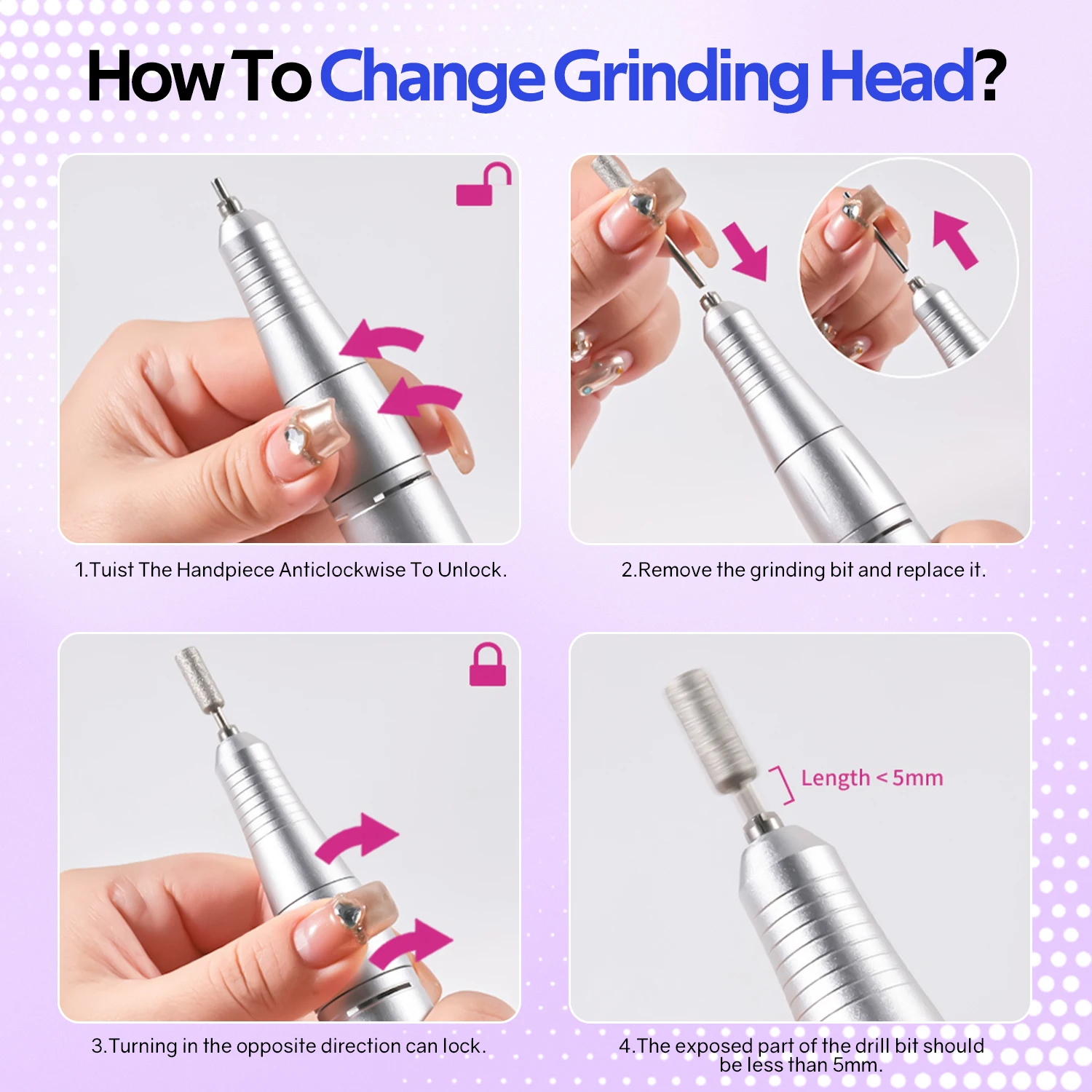 45000 دورة في الدقيقة آلة حفر الأظافر المحمولة جيل طلاء الأظافر ساندر الكهربائية المهنية مسمار مخرطة مع شاشة الكريستال السائل مسمار أدوات الرسم #6