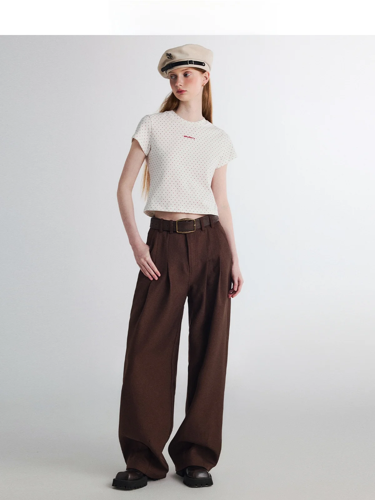 

WhyBerry 24AW свободные широкие брюки повседневные длинные брюки Briti Sle осень-зима повседневные брюки из полиэстера с высокой талией