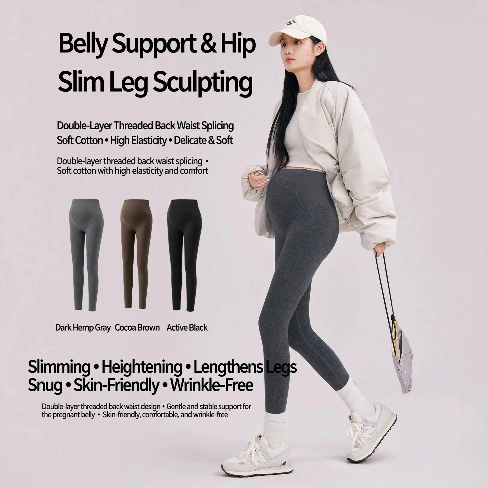 Maternity Leggings Cotton High Waist Belly Support Skinny High Elastic Outer Wear Plus Size Pregnancy Pants Women Casual Comfort