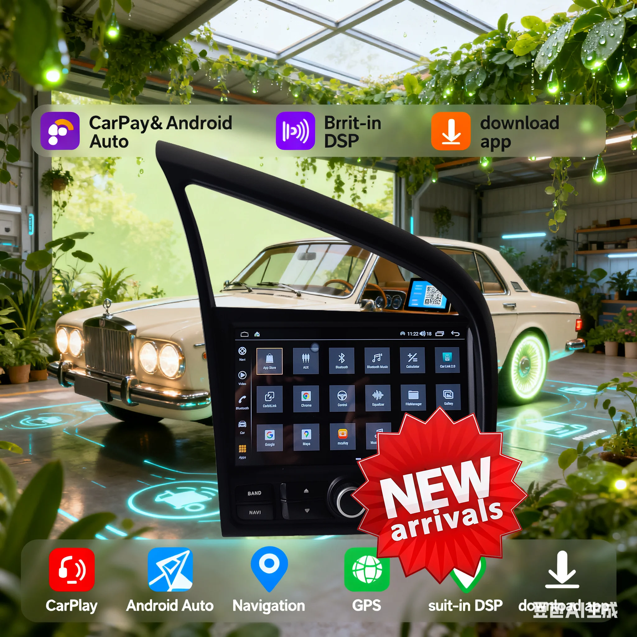 

256G Android14 для Audi R8 2007-2015 Автомобильный GPS-навигатор Авто Стерео HeadUnit Мультимедийный радиоприемник Музыкальный DVD-плеер Carplay