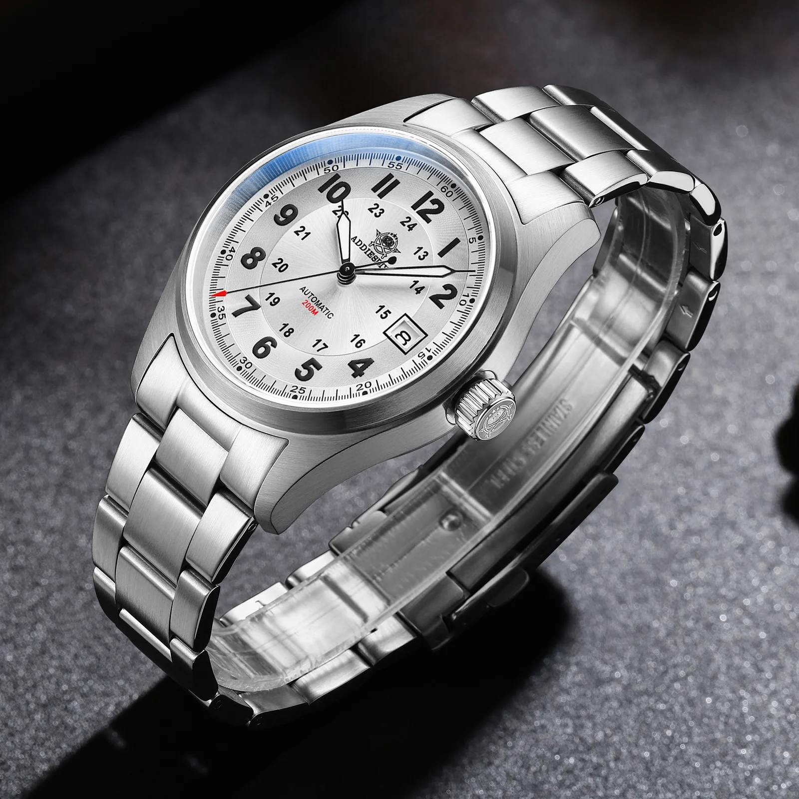 

ADDIESDIVE Leather Strap Mechanical Watch NH35 Sapphire Crystal 20Bar Diver BGW9 Super Luminous 316L Stainless Steel Men's watch