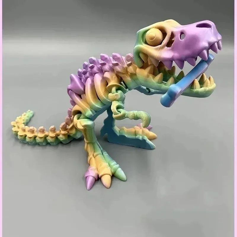 3D Printing Dinosaur Skull Fossil Model Big Mouth T-Rex Movable Joint Freestanding Desktop Decoration Ornament