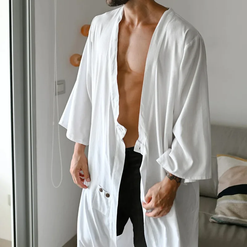 New Men's Casual Fashion Cape Jacket, Solid Color Trend Button-up Spring And Summer Shirt