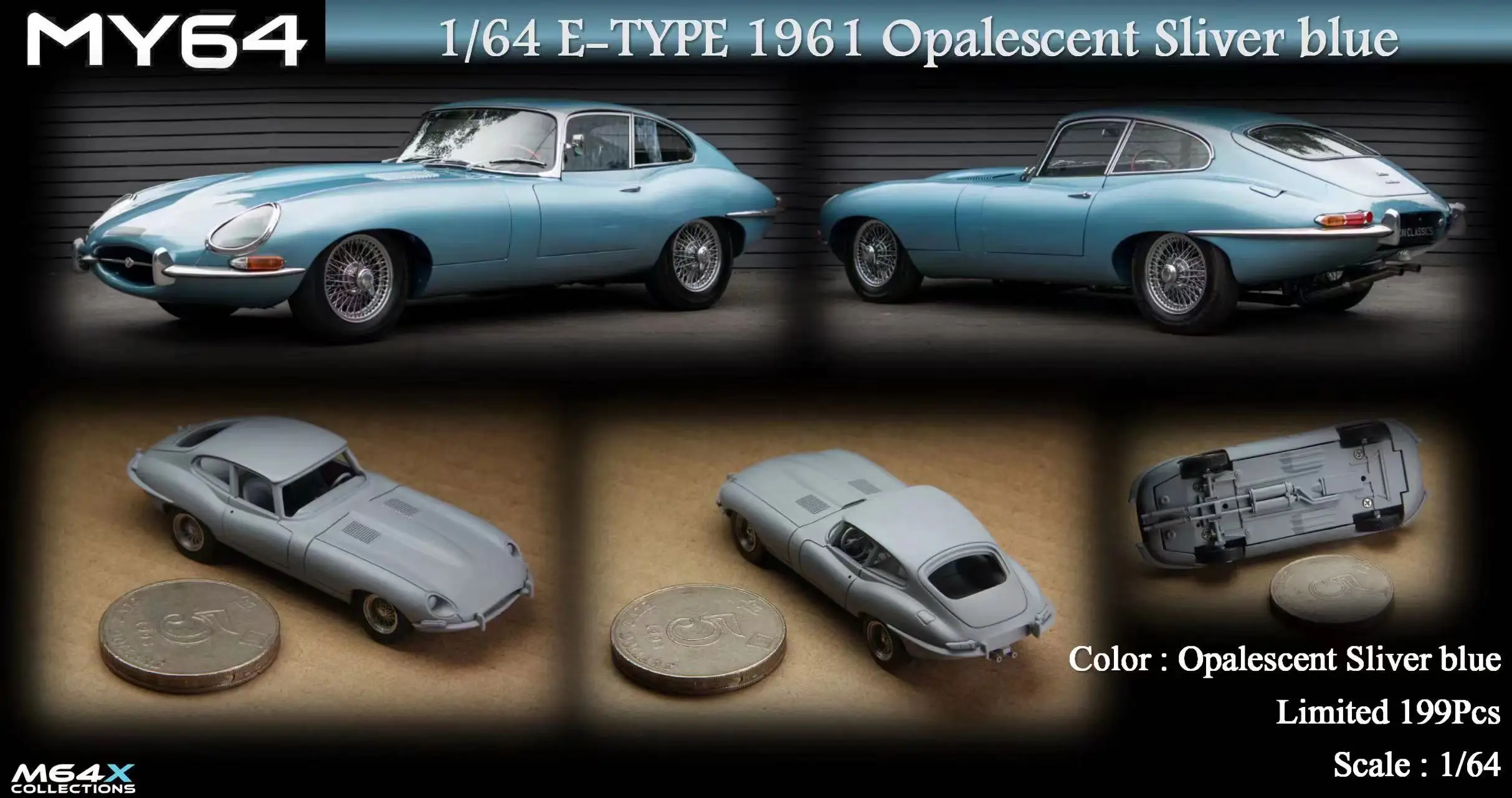 

**Preorder**MY64 1:64 E-TYPE Metallic Resin Model Car