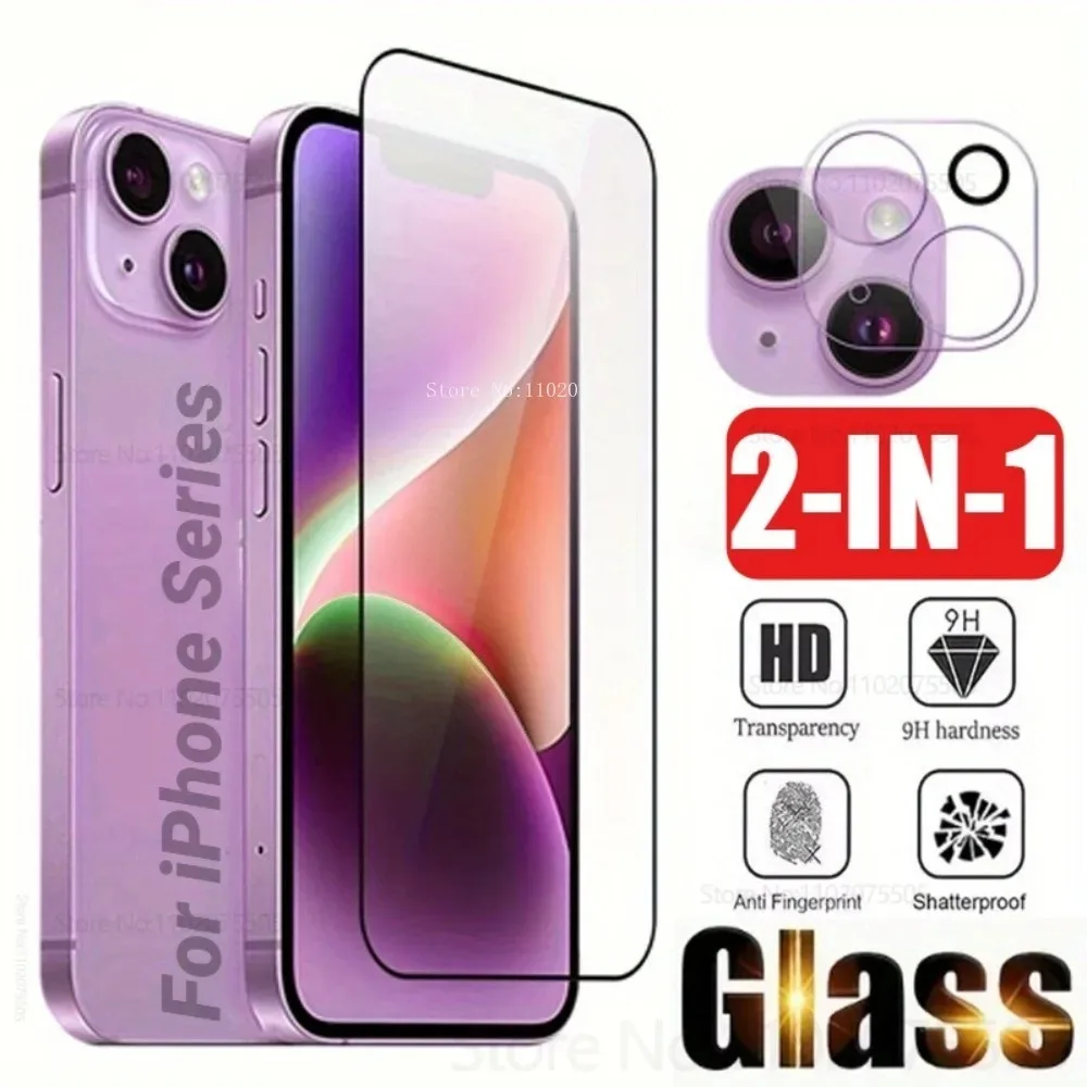 

[2-in-1]1Pcs HD Black Border Tempered Glass+1Pcs Lens Protector for IPhone Air 16 17 Promax 16 Plus 15 Promax 12 Mini 13 14 Pro