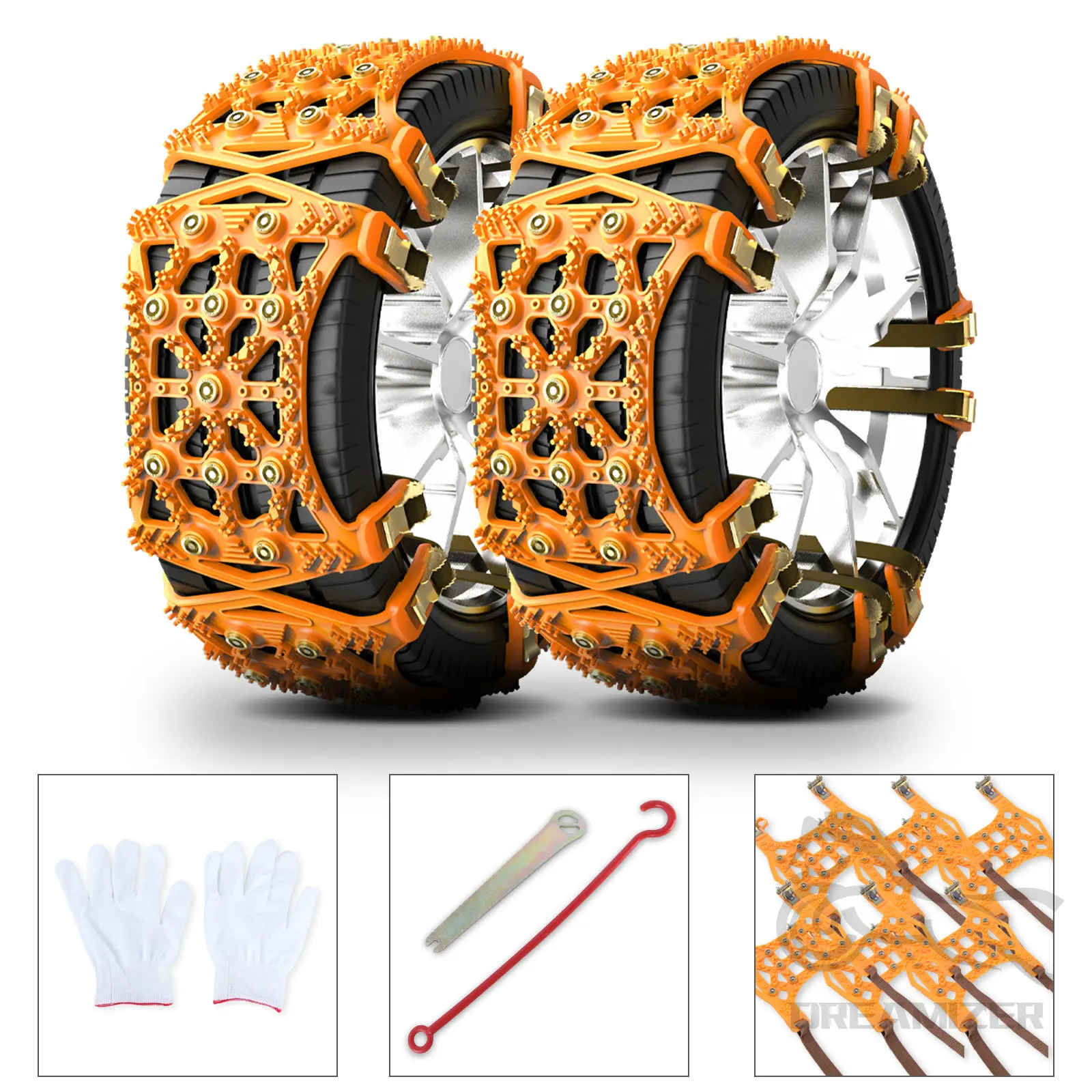 

6pcs Car Anti-skid Snow Chain Griping Road Auto Winter Tire Wheels Mud Sand Tire Chain Strap Multi-Function Emergency Chain