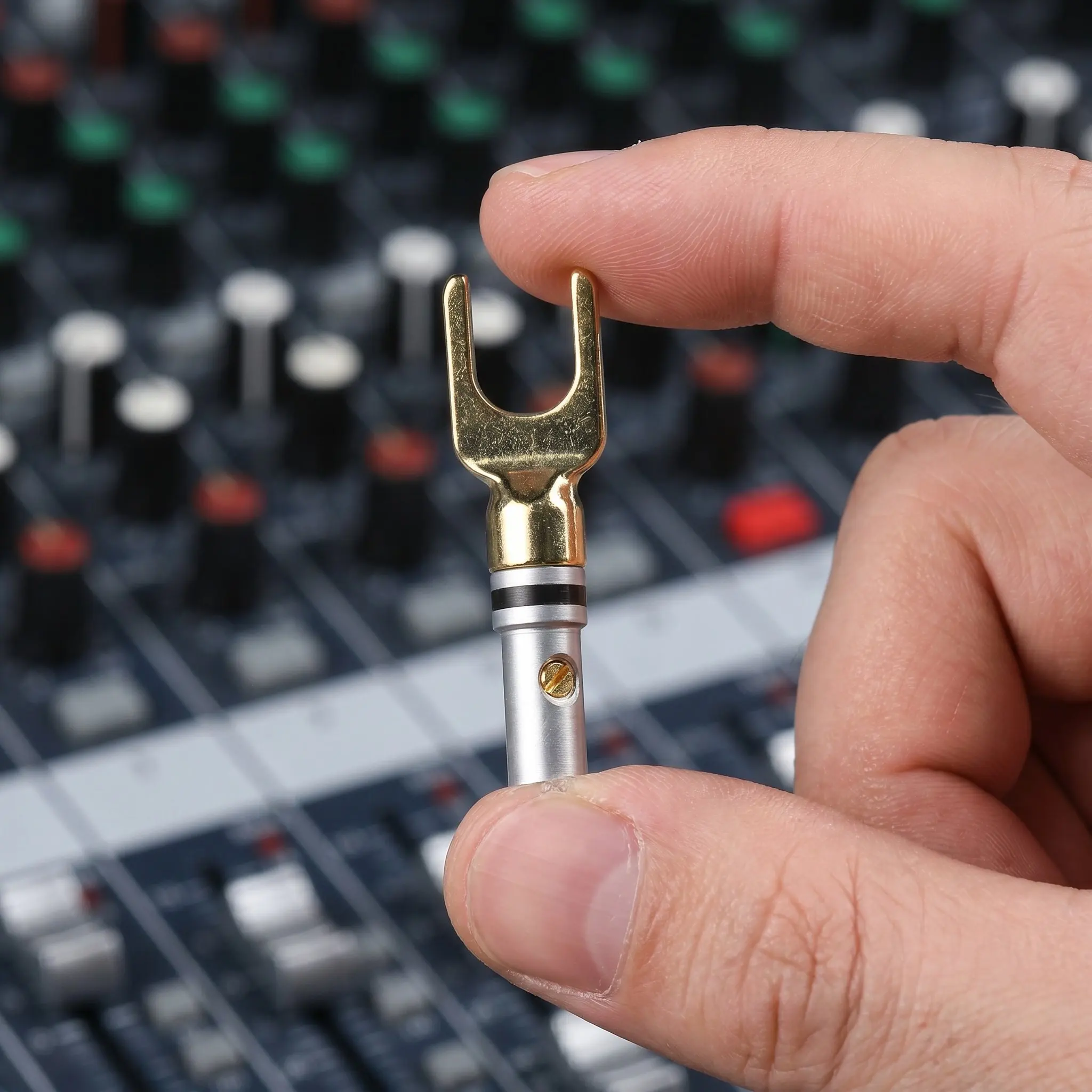 1Pair Speaker Banana Plugs Gold-Plated Copper Spade Terminals Binding Post Connectors Car Audio Lossless Audio