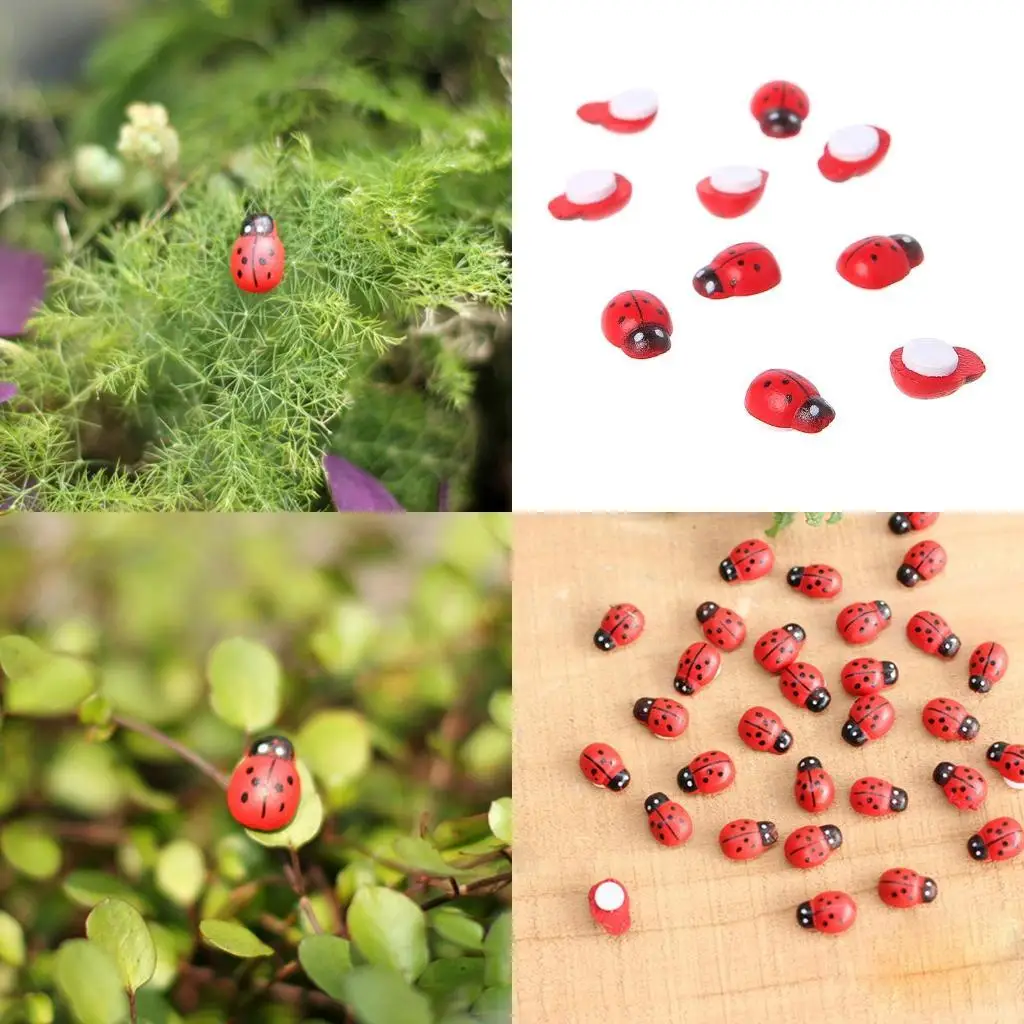 

G6KF 10Pcs Mini Ladybird Red for Doll House Garden Decor Ornament