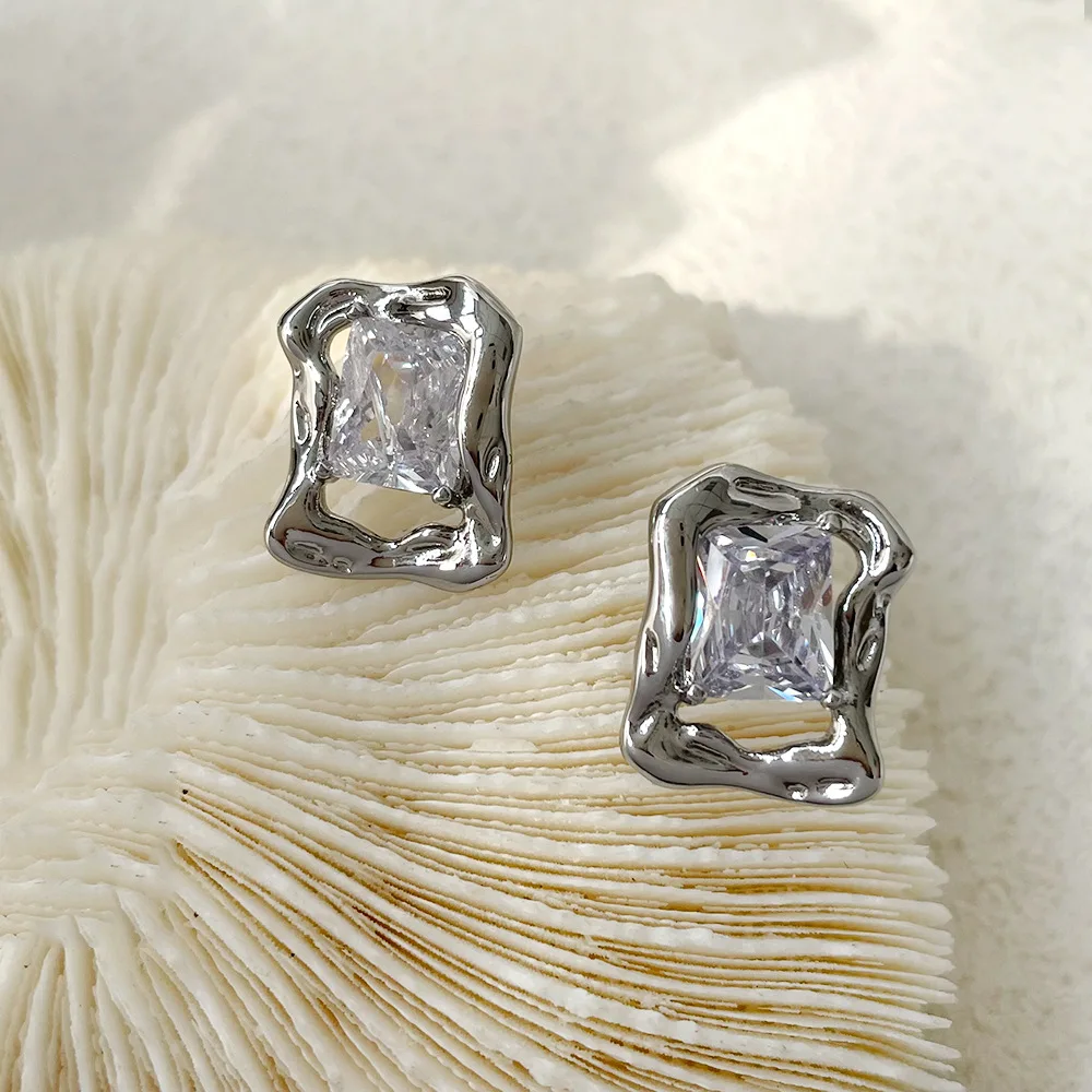 Nieregularne, błyszczące kwadratowe kryształowe kolczyki z cyrkonią, dla kobiet, trendy w stylu Vintage, jakość, luksusowa biżuteria, prezenty na przyjęcia