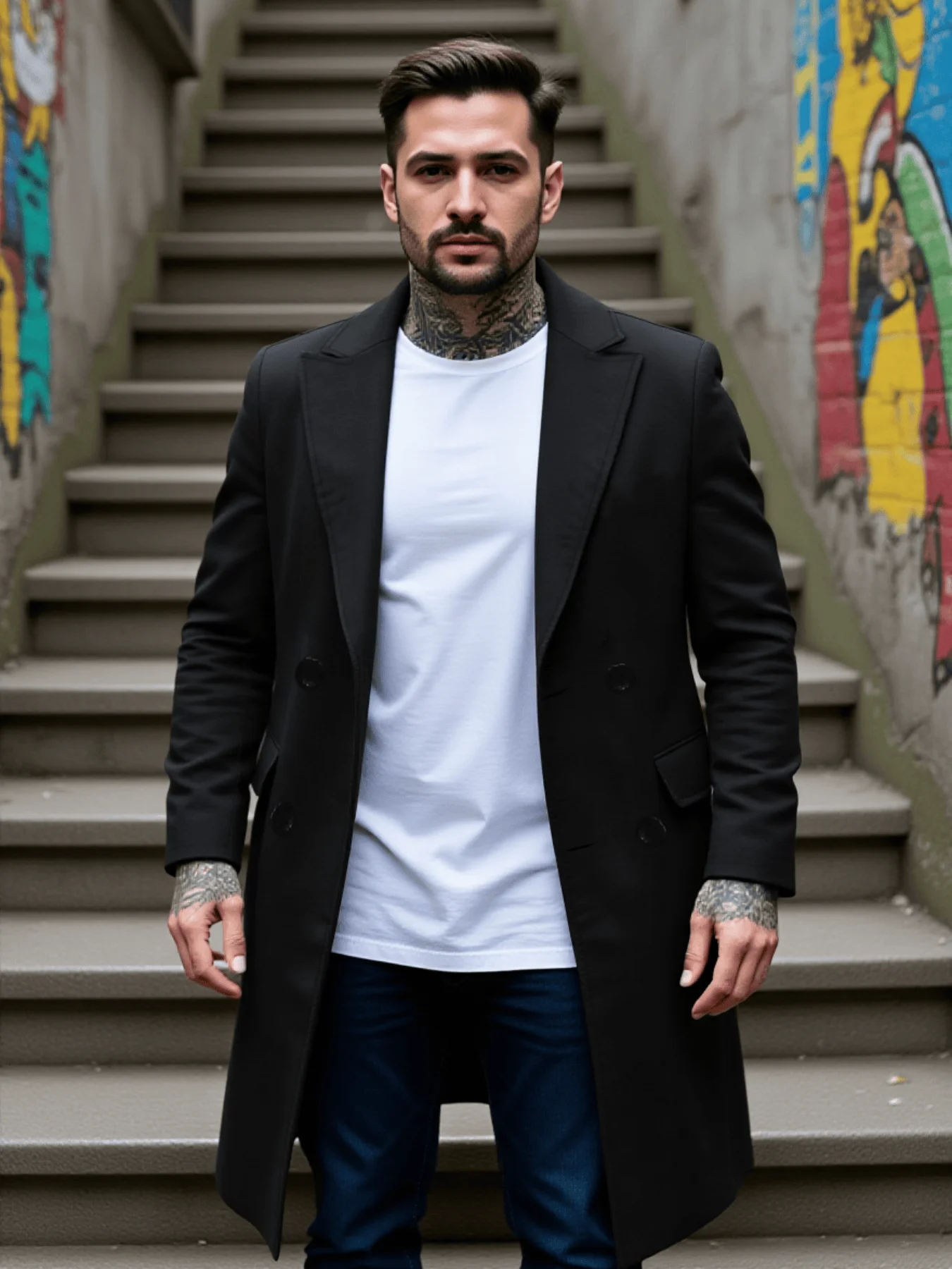 

New Tweed Men's Trench Coat Thickened Warm Trench Jackets Overcoat Winter Coat Fashion Trend Windproof Streetwear