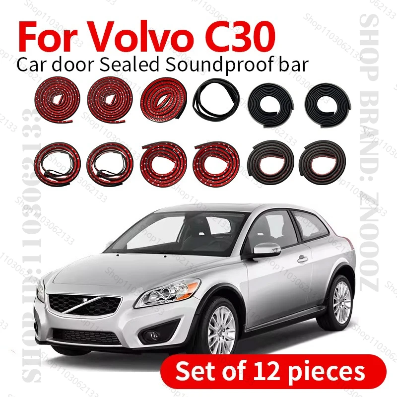 

For 2006-2013 Volvo C30 Car Door Seal Strip Rubber Double Layer Sealing Protector Soundproof Dustproof Seal Strip 12PCS Set
