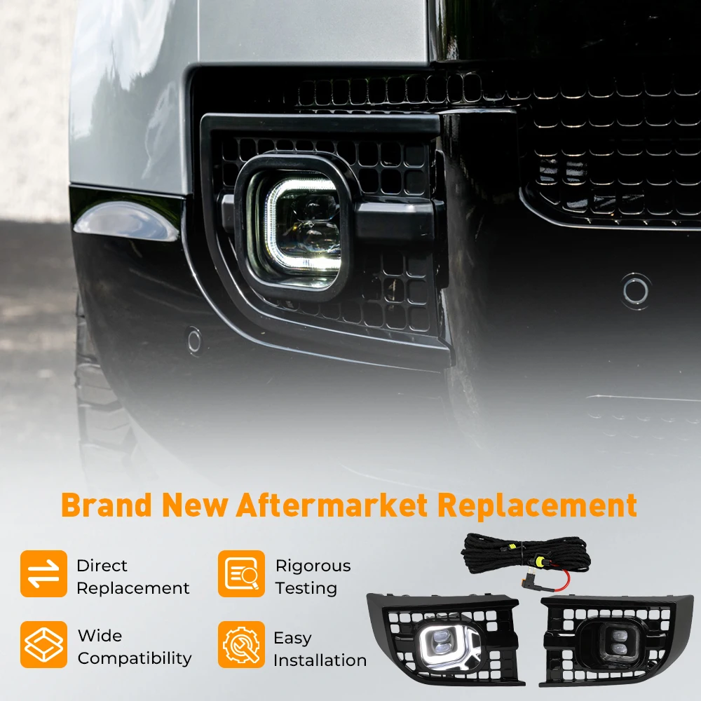 

Для Land Rover Defender 130 90 110 L851 L663 2020-2024: Светодиодные противотуманные фары (2 шт.) и накладки на противотуманные фары