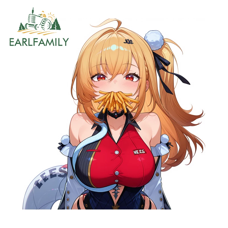 EARLFAMILY Cute Cissia Eatting Scratch-Proof Car Stickers Kawaii Peek Zenless Zone Zero Snake Decal Sunscreen Graffiti Decor