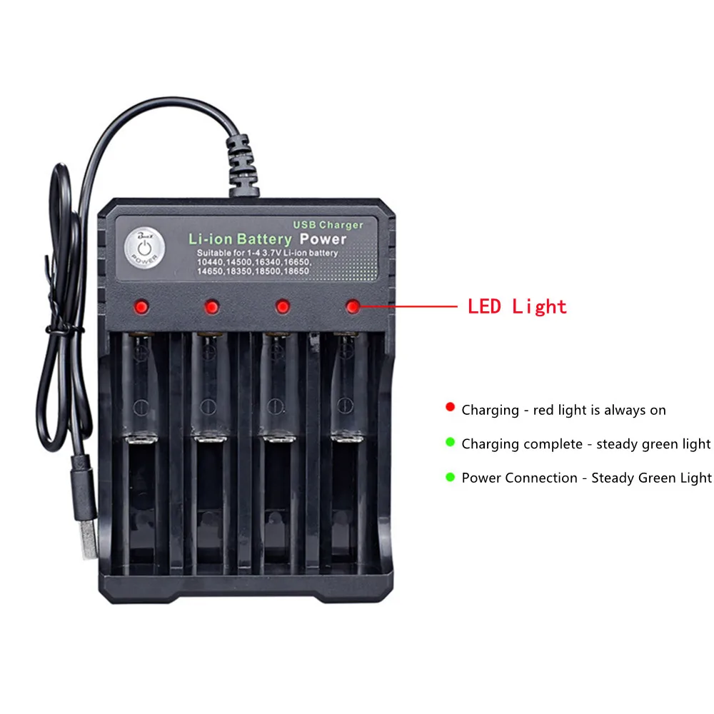 USB 18650 Battery Charger Black 2 4 Slots AC 110V 220V Dual For 14500 16650 18650 Charging 3.7V Rechargeable Lithium Battery