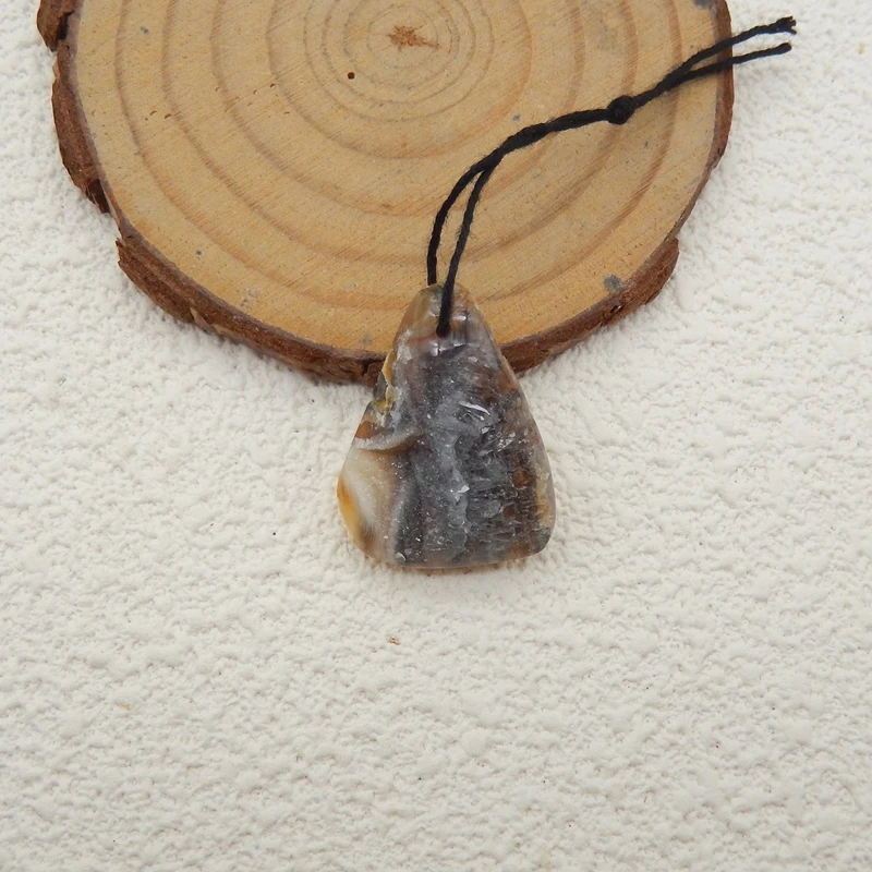 

Natural Brazil Agate with Crystal Rough Stone Pendant Bead 25x19x10mm, 5.1g