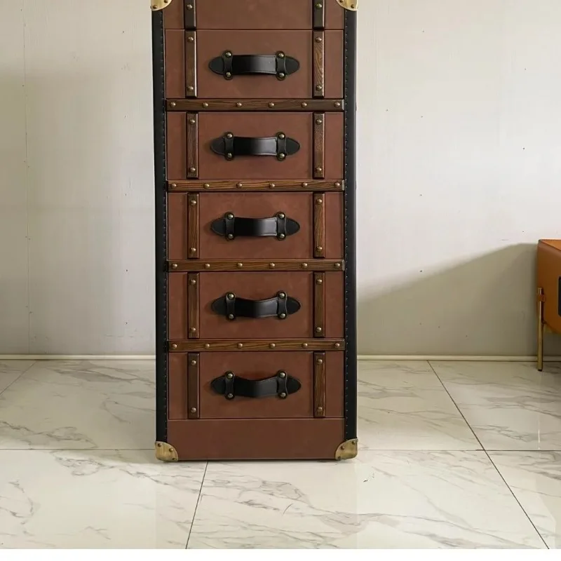 خزانة ذات أدراج عتيقة، خزانة ذات أدراج من الخشب الصلب، نوع درج برتقالي، تخزين غرفة المعيشة الأمريكية، خزانة غرفة النوم #3