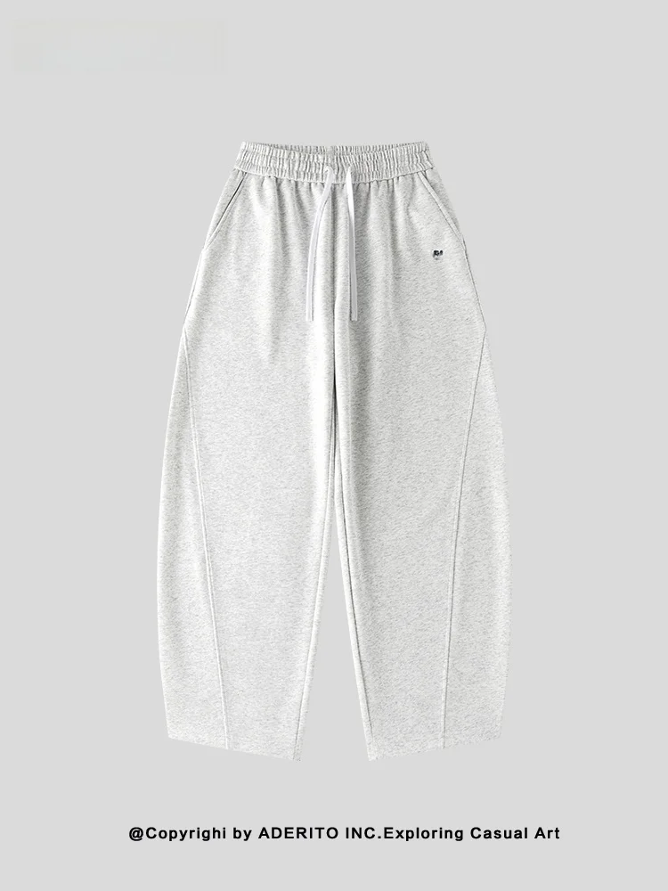 

Trendy Men's Pure Color Drapey Casual Sweatpants Knife Wide Leg Sports Trousers Button mid High Waist Cotton Autumn Winter