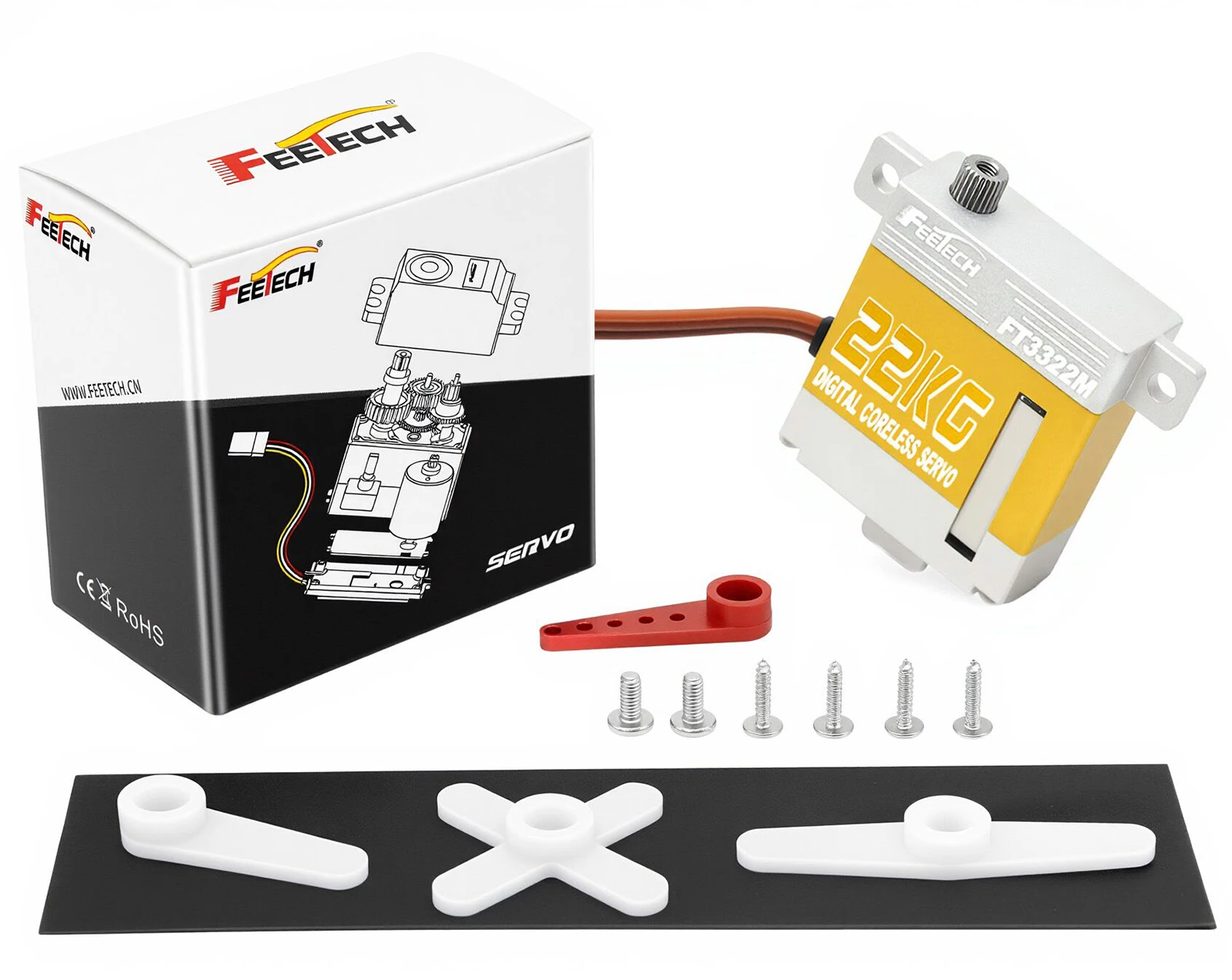 Feetech 22kg Vertical Take-off Fixed Wing Servo 180 Degree Anti-Blocking Anti-Burn Brushless 25t Full Aluminum Shell Dedicated